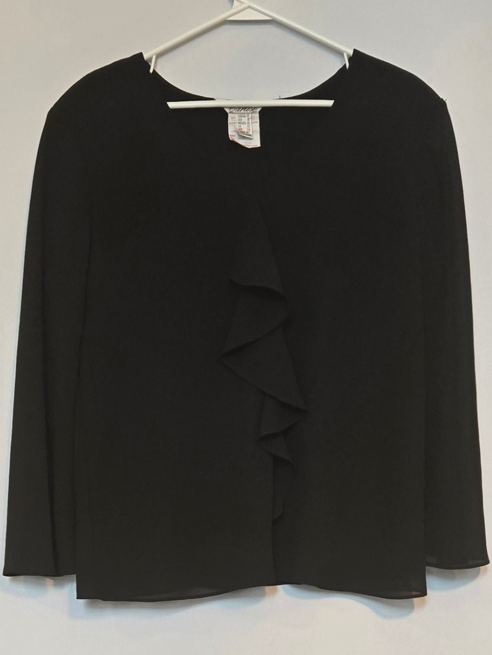 💥4 for $30💥 Cartise Black Ruffle Front Sheer Lined Blouse size 20
